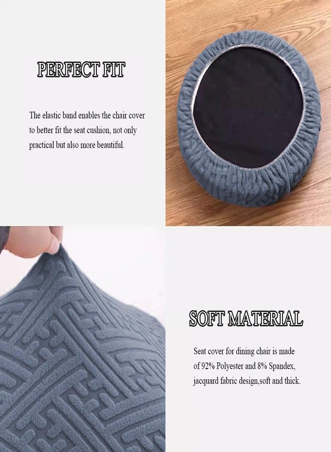 مجموعة أغطية مقاعد بار دائرية من لوسينويرت، 4 قطع، أغطية كراسي دائرية من قماش الجاكار المطاطي، مناسبة لكراسي البار مقاس 14-17 بوصة، مزودة بأربطة مطاطية، لون أزرق رمادي - Image 4